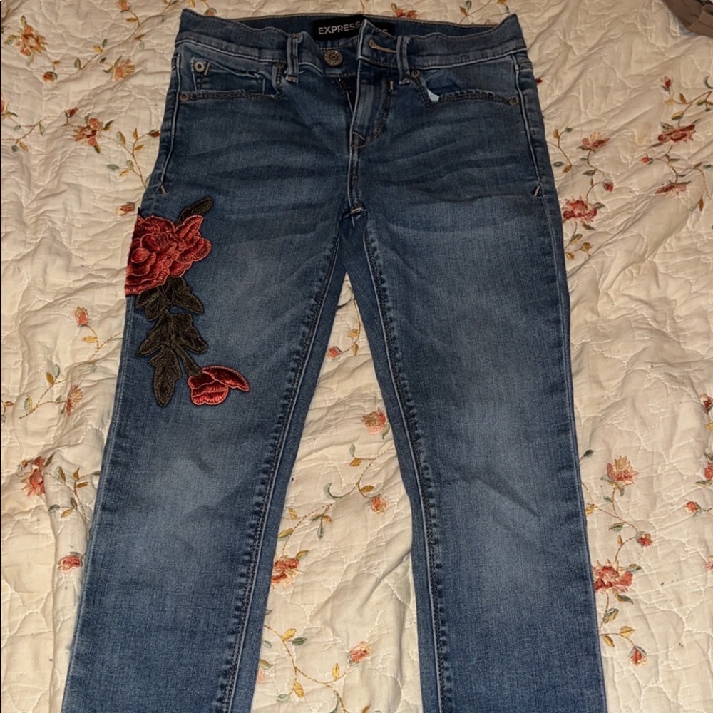 Embroidered Rose skinny jeans